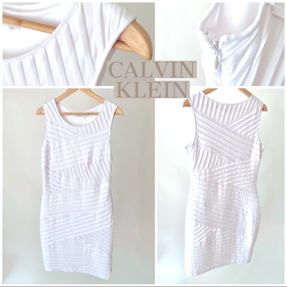 CALVIN KLEIN ๐ฟ WOMEN ๐ฟ DRESS ๐ฟ WHITE ๐ฟ FITTED - Picture 1 of 4